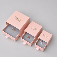 Boîte d'emballage pour bijoux en carton rigide écologique, logo personnalisé, boîte cadeau à tiroir coulissant avec ruban pour bijouterie