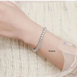 PT950 Platin Natürlicher Diamant 18K Weiß<span class=keywords><strong>gold</strong></span> Tennis-Kettenarmband Geschenk für Freundin Leichter Luxus Hochwertig Valentinstag - Product Image 2