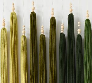 Boho <span class=keywords><strong>Macramé</strong></span> Tenture Murale Vert Bohème Décoration Murale <span class=keywords><strong>Macramé</strong></span> Perles Fil Fibre Art Tapisserie - Product Image 5