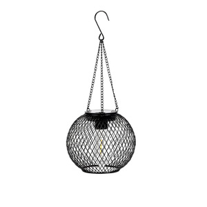 Lanterna Solare Vintage in Metallo Nero con Design a Griglia, Luce LED da Esterno per Giardino, Lanterna a Vento per Feste e Atmosfera - Product Image 1