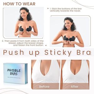 2 paires de soutiens-gorge adhésifs sans bretelles pour femmes, couvre-tétons en silicone réutilisables invisibles pour robes - Product Image 4