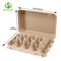 SUMKOKA Plateau à œufs rectangulaire en pâte de papier compostable à base de fibres végétales naturelles, 15 cavités, 9,9 x 13,8 pouces, pour l'incubation