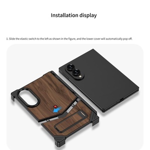 Custom Walnut Wood Back Panel Magnetic Case for Samsung Z Fold 8 Ultra With 360 <b>Ring</b> Stand Aluminum Alloy Frame Shockproof Cover - Product Image 6