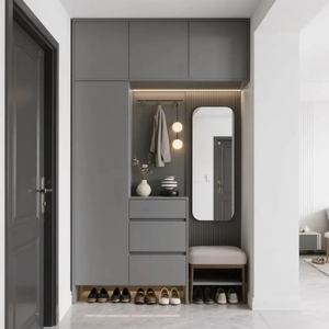 Organizador de Zapatos Minimalista Personalizado con Espejo Integrado para Sala de Estar, Entrada, Villa, Renovación y Organización del Hogar - Product Image 4