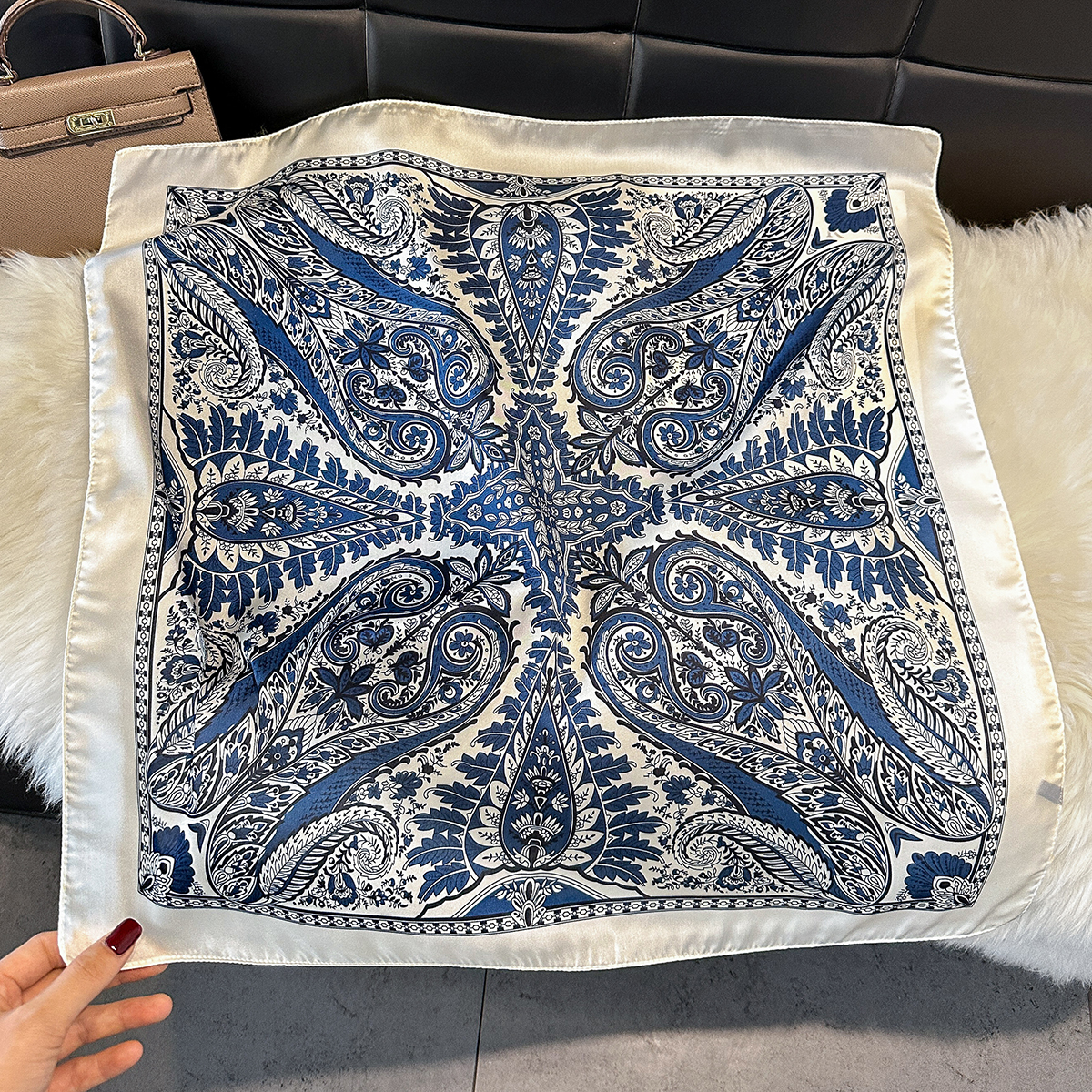 White Blue Paisley