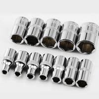 Jeu de douilles hexagonales courtes de 1/4 pouces, chromées miroir, en acier CR-V à paroi mince, pour réparation et entretien de voitures, motos et automobiles
