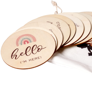 Set Personalizzato di 12 Dischi in Legno per Fotografia dei Traguardi di Crescita del Bambino, Accessori per Fotografia Mensile del Neonato - Product Image 4