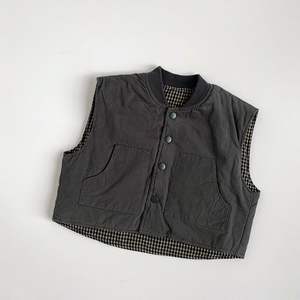 Nouvelle collection hiver : Gilet réversible épais pour enfants, garçons et filles, motif écossais, sous-vêtement chaud, vêtements élégants pour enfants - Product Image 5