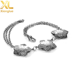 New Arrival Stainless Steel DIY <b>Initial</b> Five Leaf Clover Flower <b>Chain</b> Letter Name Bracelet for Women - Product Image 2