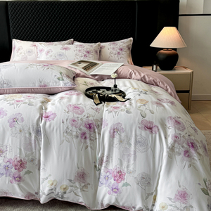 Ensemble <span class=keywords><strong>de</strong></span> literie imprimé en <span class=keywords><strong>satin</strong></span> Tencel 100S certifié OEKO-TEX, 4 pièces, soin <span class=keywords><strong>de</strong></span> la peau, <span class=keywords><strong>linge</strong></span> <span class=keywords><strong>de</strong></span> <span class=keywords><strong>lit</strong></span> rafraîchissant - Product Image 1