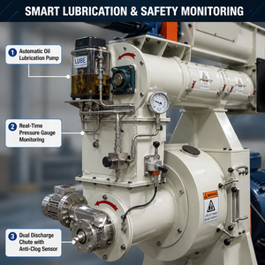 <span class=keywords><strong>Pellettatrice</strong></span> <span class=keywords><strong>Industriale</strong></span> KMEC a Biomassa con Motore da 150 kW, Matrice ad Anello, 380V, Certificata CE - Product Image 4