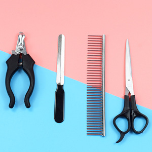 Pet grooming comb and nail clipper set, stainless steel comb with pins, nail <b>file</b>, and hair trimmer. - Product Image 1