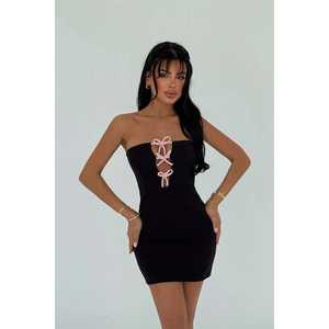 Robe de soirée mini noire Liesel avec détail de ruban élégant - Product Image 2