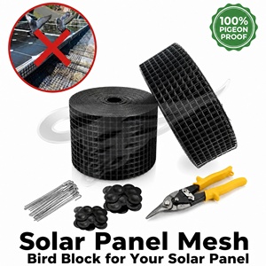 Kit de Protección para Paneles Solares Contra Pájaros y Animales, Malla de Alambre Galvanizado Recubierta de PVC Negro, Bloqueador de Palomas para Techos Solares, Malla de 1/2 Pulgada - Product Image 1