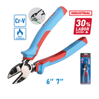FIXTEC CR-V Pince coupante diagonale à haut effet de levier 6 et 7 pouces, 30 % d'économie de travail, finition noire, coupe-fil professionnel