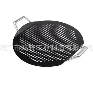 Plaque à pizza noire antiadhésive avec poignées 45,3x40,5 cm, plaque de cuisson ronde en fer pour usage domestique - Product Image 5