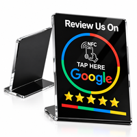 Support de table NFC Google Review en acrylique noir en forme de L pour avis en ligne, présentoir de comptoir pour restaurants et hôtels