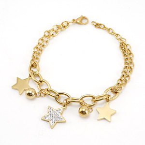 Zogxin Star Charm Bracelet Gold Plated Rhinestone Pendant Women Fashion Jewelry Gift - Product Image 5