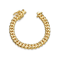 Bracelet chaîne cubaine unisexe 10 mm plaqué or 14K 18K avec boîte cadeau – Bijoux pour hommes et femmes