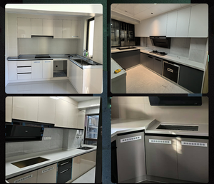 Mini-cuisine moderne pour projets hôteliers et appartements : Meubles de cuisine en acrylique pour petits espaces avec évier, robinet et accessoires de charnières - Product Image 4