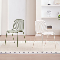 Chaises de salle à manger modernes et minimalistes, empilables, en plastique, pour café, avec design ajouré