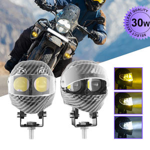 เลนส์โปรเจคเตอร์ LED แบบ 2 ดวง สำหรับหมวกกันน็อคมอเตอร์ไซค์ รูปทรงไฟสปอร์ตไลท์ สีขาวเหลือง ไฟขับขี่ ไฟสปอตไลท์ ไฟหน้ารถยนต์ - Product Image 3