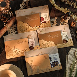 <span class=keywords><strong>Enveloppe</strong></span> en papier kraft à motif floral à l'acide sulfurique bronzant pour cadeaux - Product Image 3