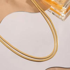 Joyería de acero inoxidable al por mayor, collar clásico de cadena de hueso de serpiente doble, collar de cadena de serpiente de hoja laminada - Product Image 2