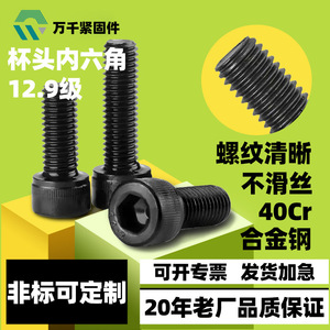 Hex Socket Head Cap Screw DIN912 Metric 12.9 Grade Black Coated Fine Thread High Strength Alloy Steel Screw - Product Image 2