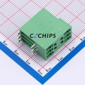 ZX-DGRH-3.81-3P Plug-in Terminal Block Bent Lead Through Hole,P=3.81mm Board-to-Board / Socket - Closed 2x3P 3.81mm Green - Product Image 1