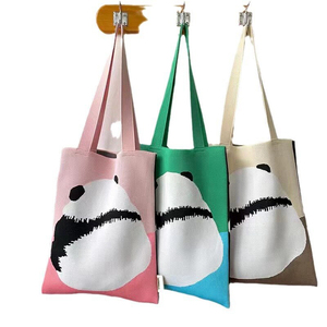 Customize Logo <strong>Panda</strong> Knitted Ladies Casual Tote Handbag Animal Jacquard With Logo Pattern Portable Handmade Jacquard for Gift - Product Image 6