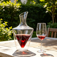Distributeur rapide de whisky et de bière 1000 ml, seau à glace à base conique et bouche biseautée, ensemble de carafe à vin en verre cristal