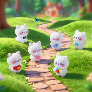Cute Resin Cartoon Bow-Tie Candy Kitten <b>Figurine</b> <b>Gardening</b> Scene DIY Hanging Decorations Small Ornaments - Product Image 5