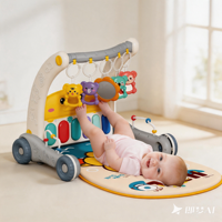 Jouet multifonctionnel pour bébé, piano à pédales 2 en 1, support de fitness, voiture de sport, poussette, clavier électronique, lumière musicale, trotteur pour enfants
