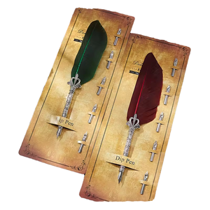 Set di Pennelli Calligrafici Vintage Antichi con Penna ad Immersione in Plastica, 5 Punte Intercambiabili, <span class=keywords><strong>Inchiostro</strong></span> e Incisione <span class=keywords><strong>per</strong></span> Scrittura e Disegno - Product Image 1