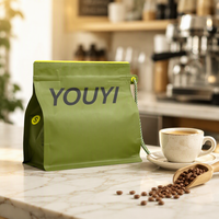 YOUYI Sachet Doypack Vert Personnalisé Imprimé Réutilisable Biodégradable Anti-humidité pour Poudre de Café en Feuille d'Aluminium