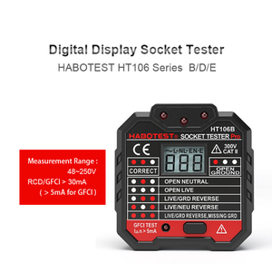 Testeur de prise EU UK US HT106B HT106D HT106E Détecteur de prise de test de tension EU UK Plug Ground <span class=keywords><strong>Zero</strong></span> Line Plug Polarity Phase Check - Product Image 2
