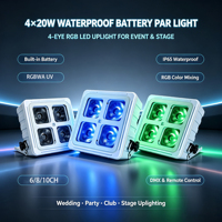 Lampe PAR extérieure 4x20W étanche à batterie, DMX512, RGBWA, idéale pour les fêtes, les bars, les DJ, les scènes de mariage