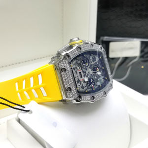 Reloj Mecánico Automático de Lujo para Hombre con Logotipo Personalizado, Forma Tonneau, Aleación, Correa de Goma, Cristal, Manecillas de Vidrio, 42 mm, 30 bar, Resistente al Agua - Product Image 3