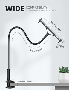 Soporte de Cama Lamicall LS07 con Brazo Flexible Metálico Antideslizante para Tablet, Abrazadera de Montaje Manos Libres para Ver Películas - Product Image 5