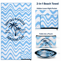 Serviette de plage 2-en-1 en microfibre suédée avec logo personnalisé, pliable, séchage rapide, anti-sable, pour voyage, vente en gros