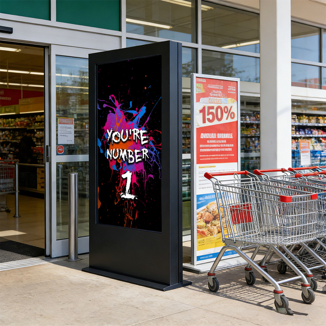 Outdoor Waterproof Full HD 3000nits High Brightness 75 85 98 Inch Digital Signage Media Advertising Player Direct-Lit LED
