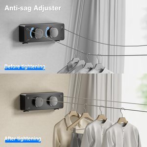 Sèche-<span class=keywords><strong>linge</strong></span> mural double en acier inoxydable rétractable, flexible, écologique, intérieur, anti-affaissement, extérieur, robuste - Product Image 3