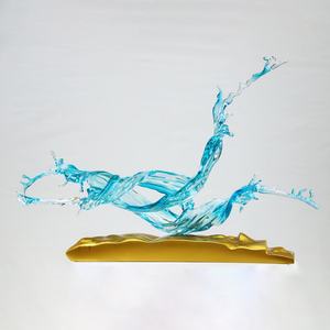 Sculpture d'ondes océaniques en résine transparente style Océan, décoration de luxe pour la maison et l'hôtel, pièce d'art moderne - Product Image 4
