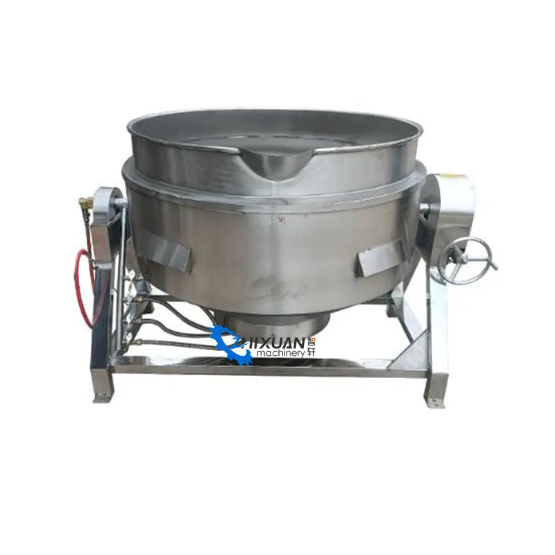 Commercial use electric double gas steam jacketed kettle with mixer agitator industrial cooker jacket cooking kettle
