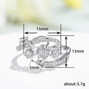 Anello in Argento Q353 con Diamante, Gioiello Romantico da Sposa per Donna, Diamante Naturale Taglio Brillante Rotondo Colore G - Product Image 5