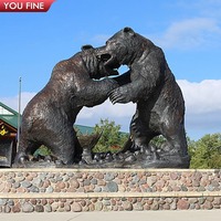 Sculpture d'ours en bronze réaliste de grande taille YOUFINE, décoration d'art public pour la place centrale de l'école, à vendre