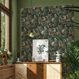 Creation of Time and Space Peel Stick Wallpaper Animal Print Dark Green Self Adhesive Wall Sticker for Home Decor Rental Rooms - Product Image 1