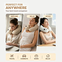 Almohada de Viaje Inflable en Forma de U, Fresca para el Verano, Válvula de Presión Patentada, Funda Transpirable y Lavable, Bolsa de Almacenamiento Plegable