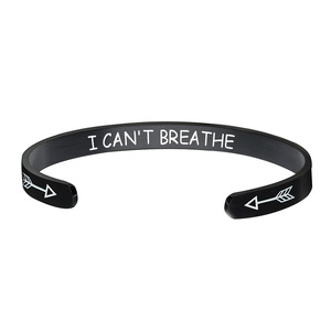personalizado grabado Negro Vive materia/No puedo aliento de la pulsera del brazalete del acero inoxidable - Product Image 2